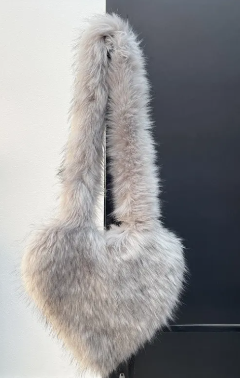 Chic Heart Fleece Messenger Bag