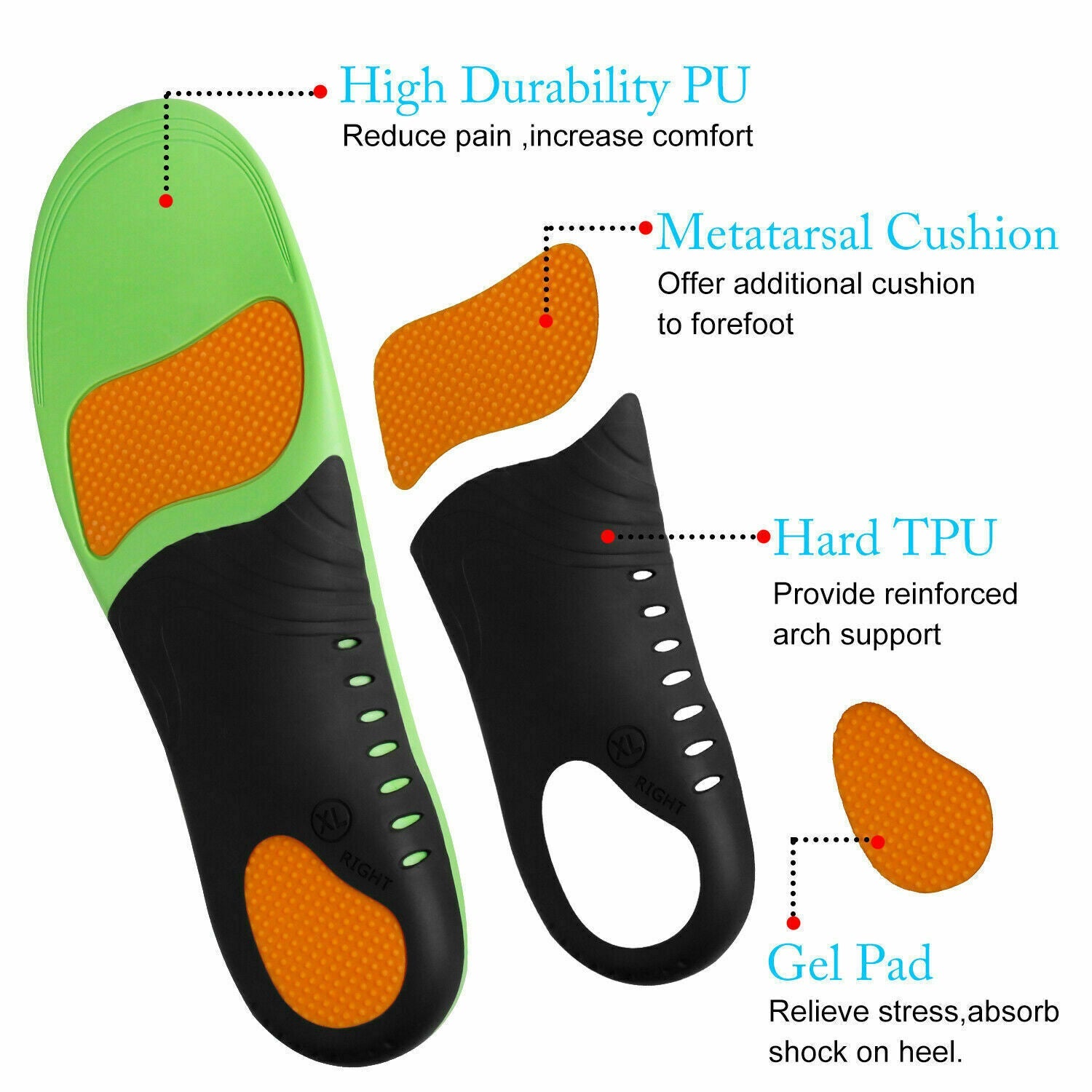 Targeted arch support orthotic insoles