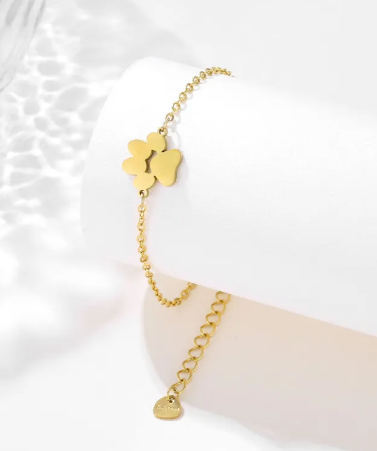 Steel Paw Print Charm Bracelet