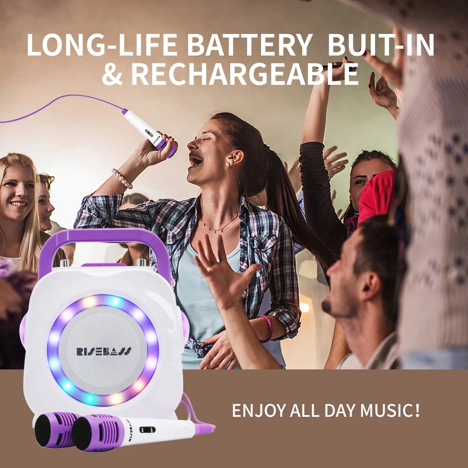 Kids’ Portable Karaoke Dual Mic Bluetooth Machine