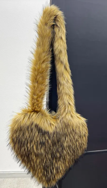 Chic Heart Fleece Messenger Bag
