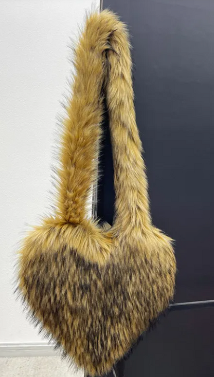Chic Heart Fleece Messenger Bag