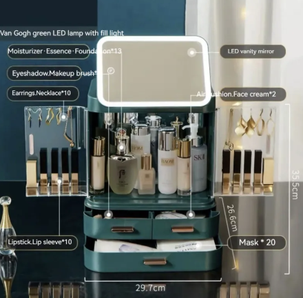 Illuminated Vanity Makeup Organizer