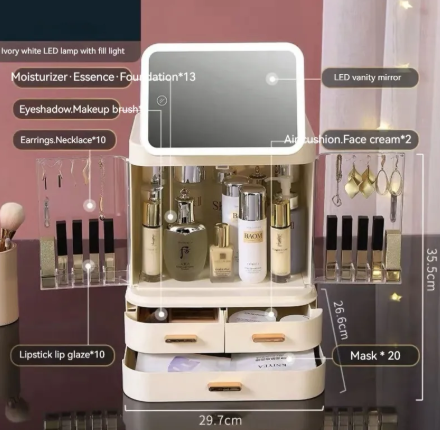 Illuminated Vanity Makeup Organizer