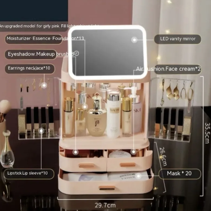 Illuminated Vanity Makeup Organizer