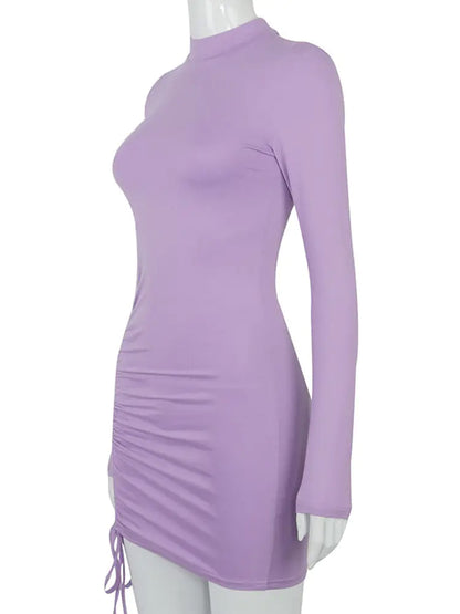 Chic Black Ruched Mini Dress