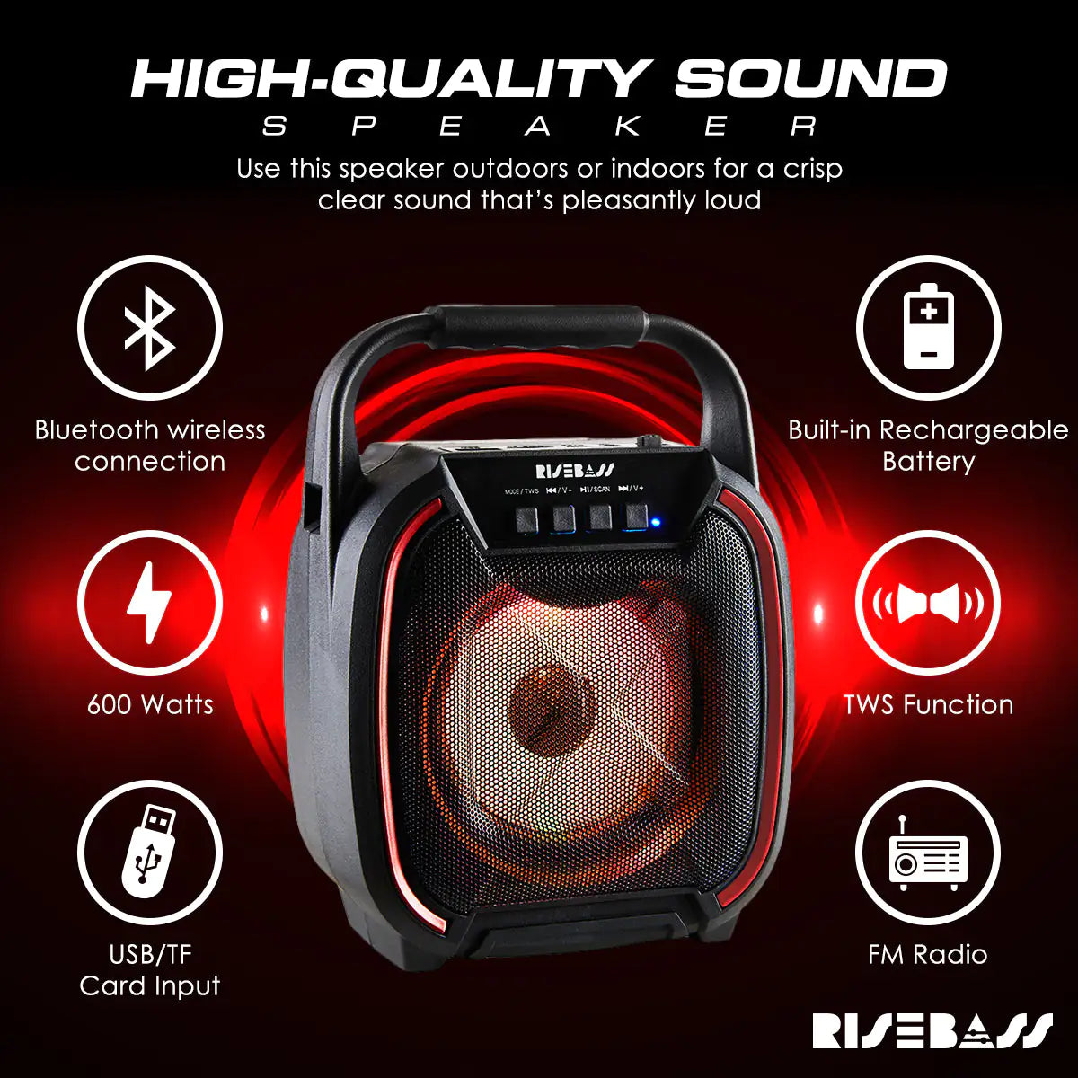 Portable 600W TWS Bluetooth Speaker
