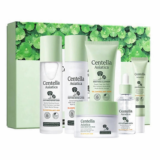 6 Piece Face Skin Care Routine Kit for Women Soothing & Repairing Skincare Gift Set with Cleanser Toner Face Serum Eye Cream Emulsions Face Cream Facial Hydrating Skin Care Set for Teen Girls