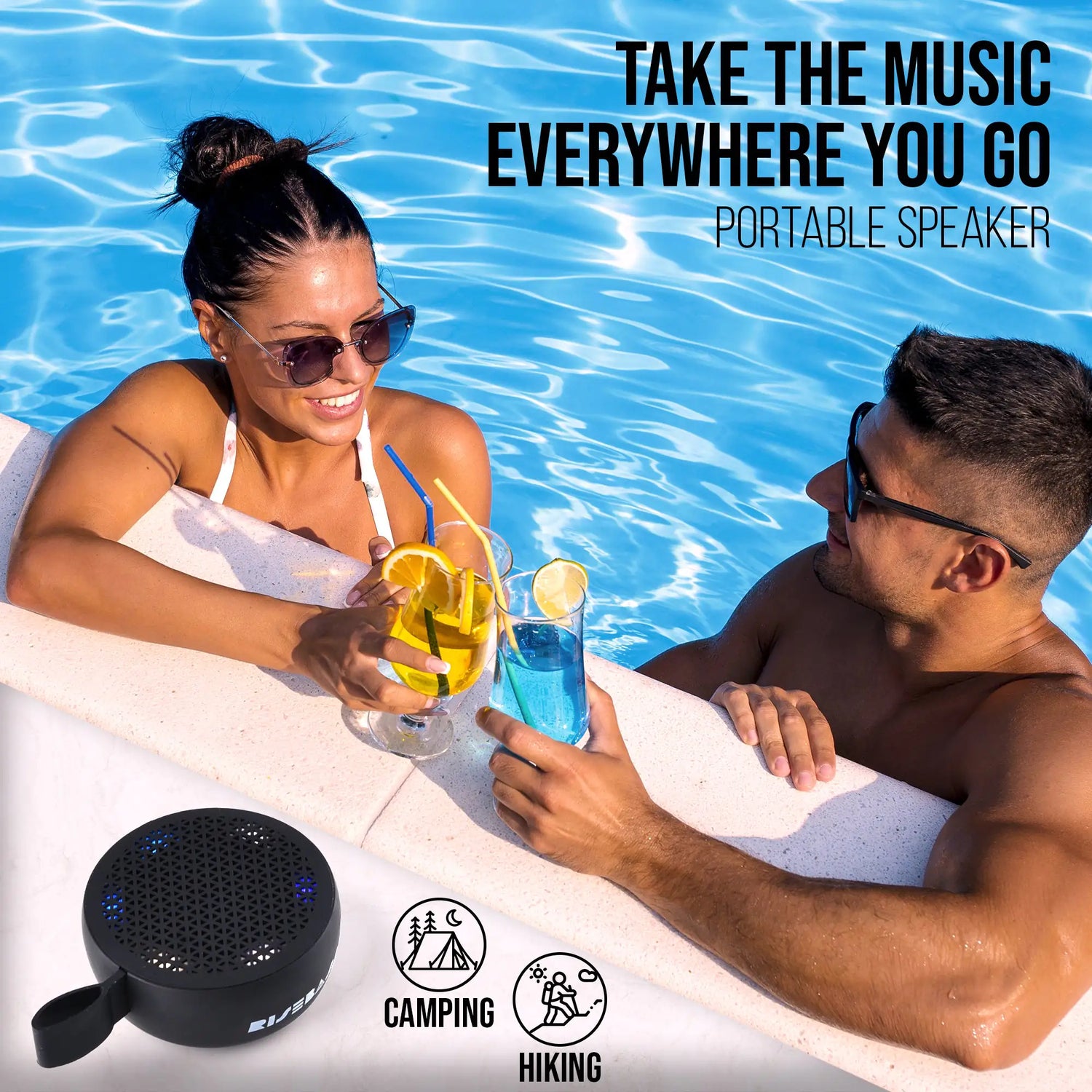 AQUABEAT Waterproof Bluetooth Shower Speaker with LED