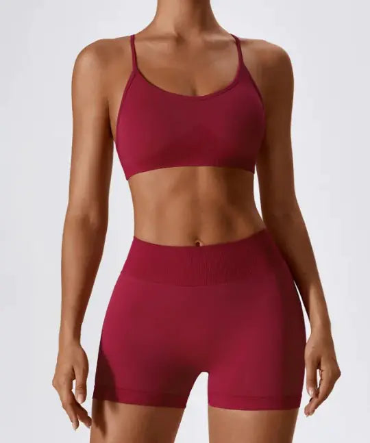 Seamless Shorts &amp; Cross Back Strappy Bra Set