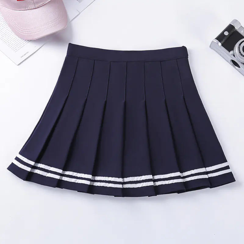 Chic Striped Elastic Waist Skirt