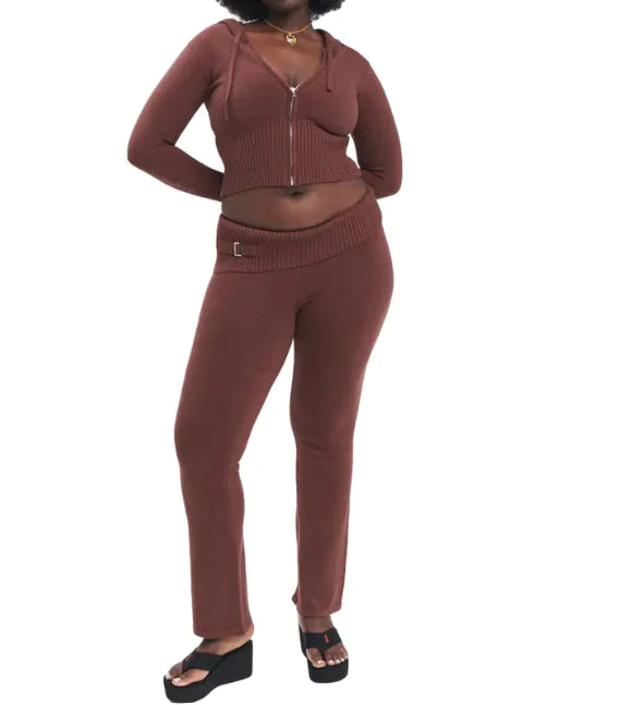 SleekEase Zip Hoodie &amp; High-Waist Set