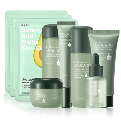 Avocado Skincare SetHydrating Travel Size Avocado Face WashMoisturizing Face Toner &amp; Face Serum &amp; Face CreamEye Cream Skin Care Gift Set for Women（9PCS)