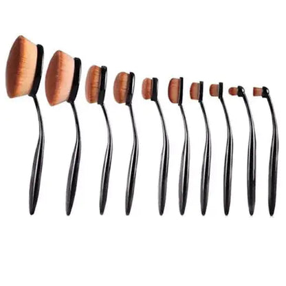 Cruelty-Free 10-Piece Oval Makeup Brush Set