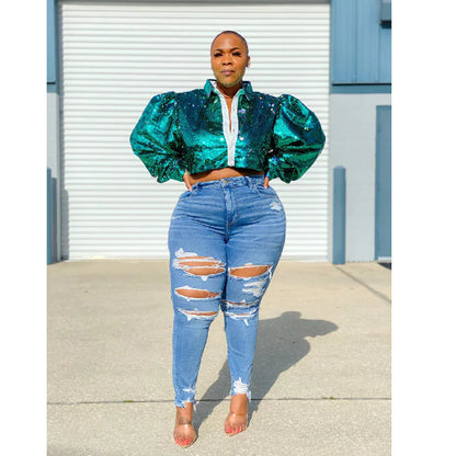 Chic Large Denim Pants for Women