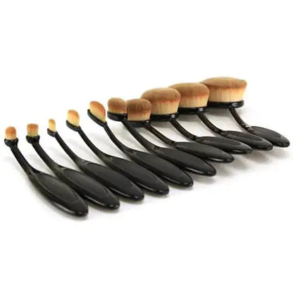 Cruelty-Free 10-Piece Oval Makeup Brush Set
