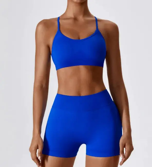 Seamless Shorts &amp; Cross Back Strappy Bra Set