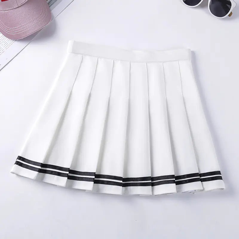Chic Striped Elastic Waist Skirt