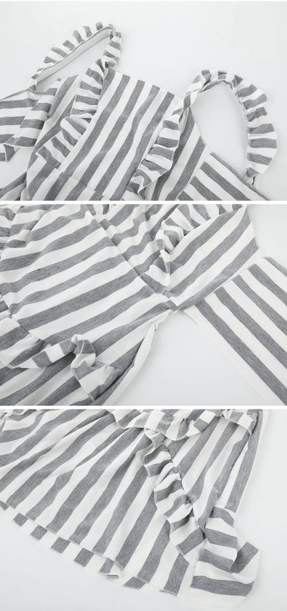 Chic Striped Lace-Up Dress