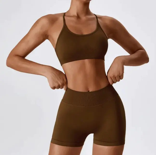 Seamless Shorts &amp; Cross Back Strappy Bra Set