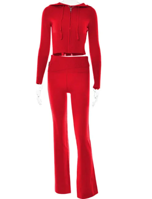 SleekEase Zip Hoodie & High-Waist Set