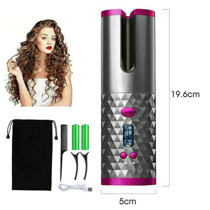 Cordless Ceramic Curling Iron Auto Waver USA