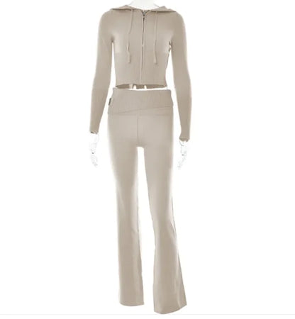 SleekEase Zip Hoodie &amp; High-Waist Set