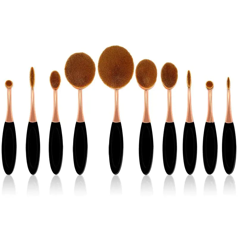 Cruelty-Free 10-Piece Oval Makeup Brush Set