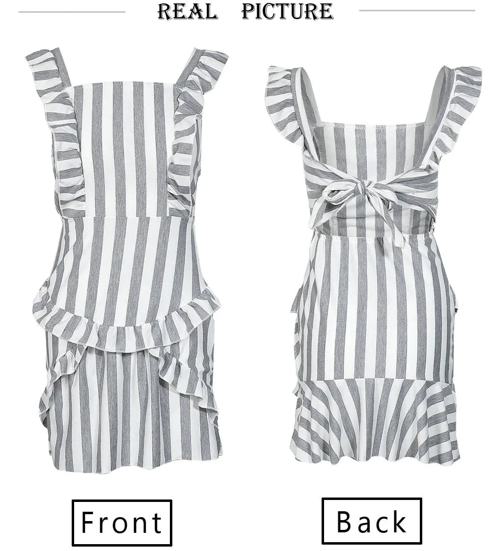 Chic Striped Lace-Up Dress