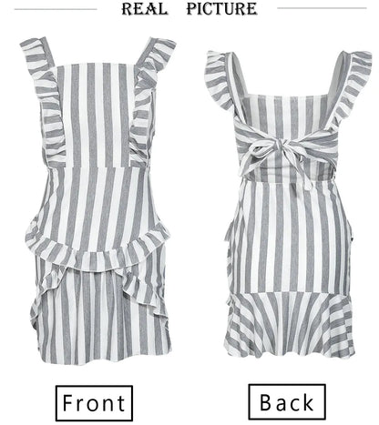 Chic Striped Lace-Up Dress