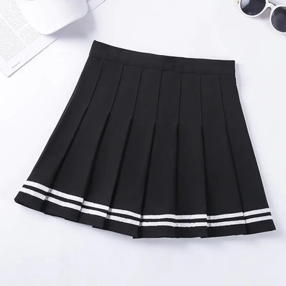 Chic Striped Elastic Waist Skirt