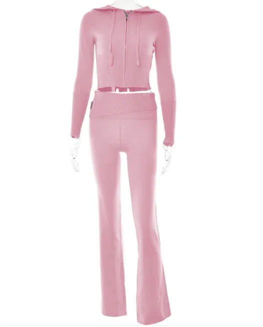 SleekEase Zip Hoodie &amp; High-Waist Set