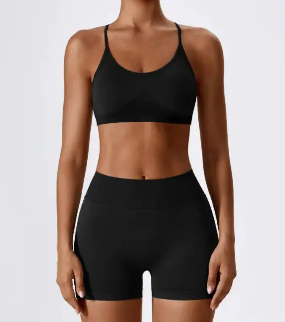 Seamless Shorts &amp; Cross Back Strappy Bra Set